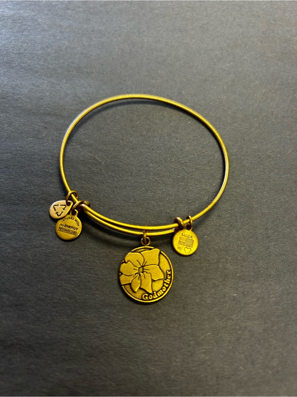Alex and Ani Gold Godmother Floral Charm Bangle